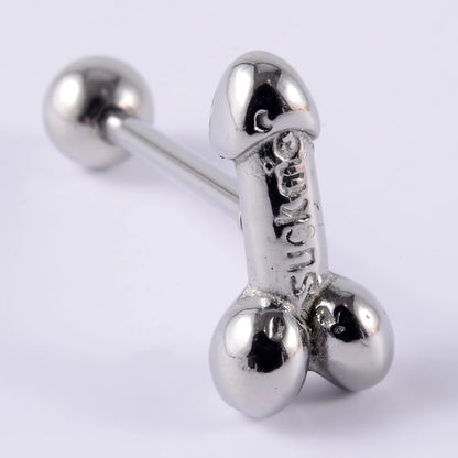 1PCS Surgical Steel Tongue Rings Punk Rock Style Hypoallergenic Piercing Tongue Nails Tongue Barbells Piercing Body Jewelry 14g