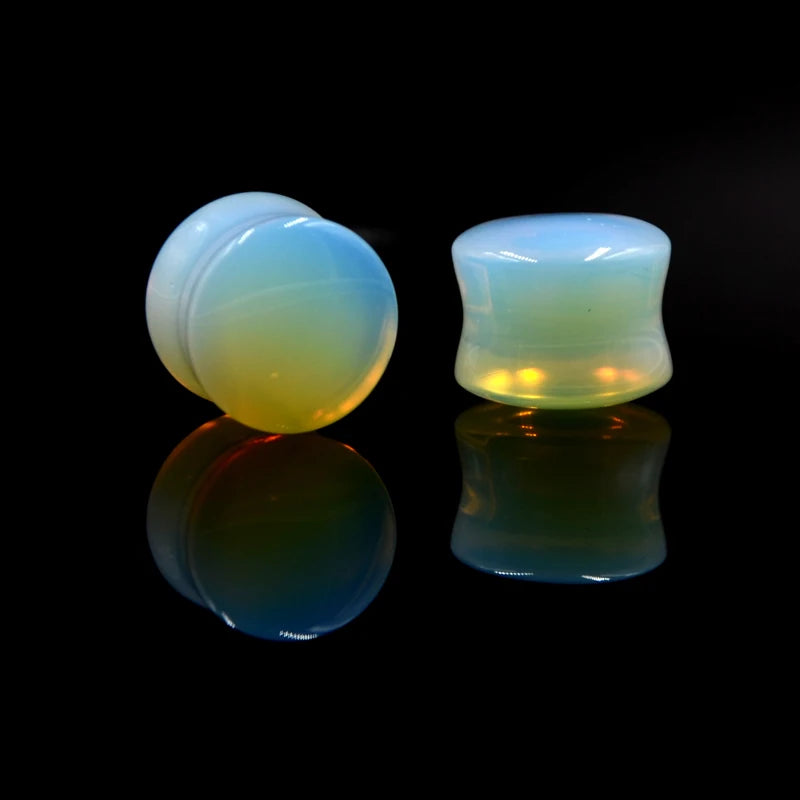 2PCS Heart Ear Plugs Natural Stone Ear Gauge Earring Flesh Tunnel Quartz Obsidian Opal Ears Expander Body Piercing 6-16mm