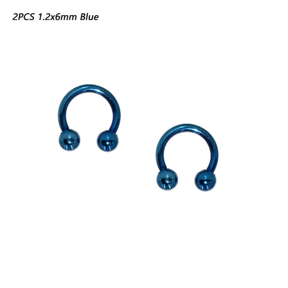2 Pcs Stainless Steel Nostril Nose Ring Lip Rings Earrings Circular Piercing Ball Horseshoe Hoop Ring Piercing Body Jewelry