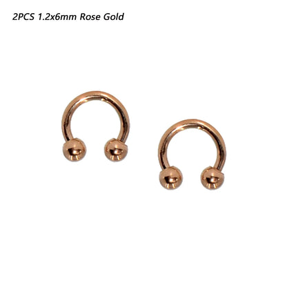 2 Pcs Stainless Steel Nostril Nose Ring Lip Rings Earrings Circular Piercing Ball Horseshoe Hoop Ring Piercing Body Jewelry