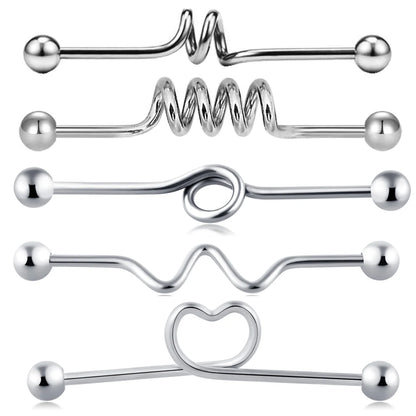 14G Industrial Piercing Barbells Jewelry Surgical Steel CZ Marble Pearl Style for Women Men Cartilage Earring Body Piercing