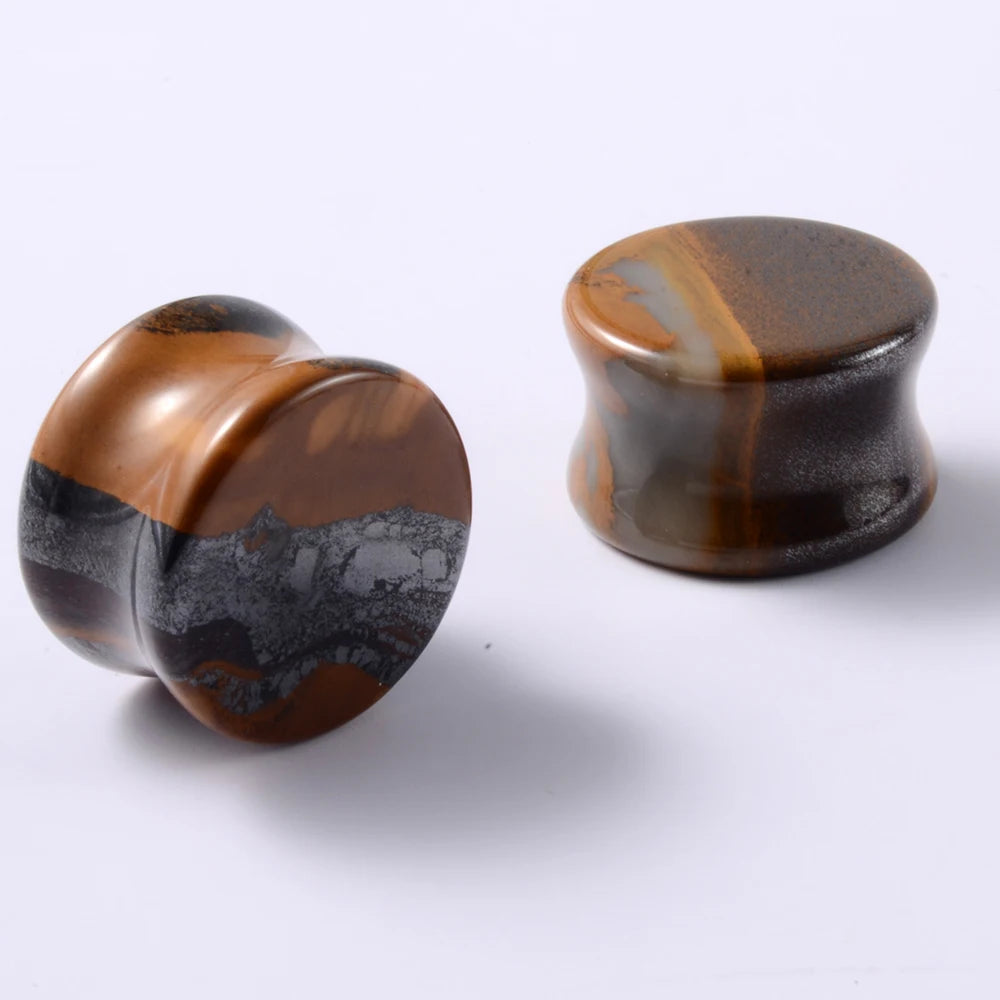 2PCS Heart Ear Plugs Natural Stone Ear Gauge Earring Flesh Tunnel Quartz Obsidian Opal Ears Expander Body Piercing 6-16mm