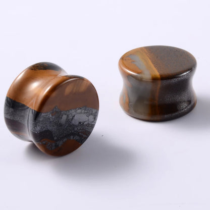 2PCS Heart Ear Plugs Natural Stone Ear Gauge Earring Flesh Tunnel Quartz Obsidian Opal Ears Expander Body Piercing 6-16mm