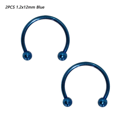 2 Pcs Stainless Steel Nostril Nose Ring Lip Rings Earrings Circular Piercing Ball Horseshoe Hoop Ring Piercing Body Jewelry
