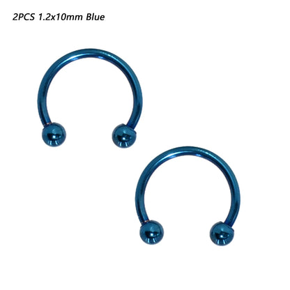 2 Pcs Stainless Steel Nostril Nose Ring Lip Rings Earrings Circular Piercing Ball Horseshoe Hoop Ring Piercing Body Jewelry