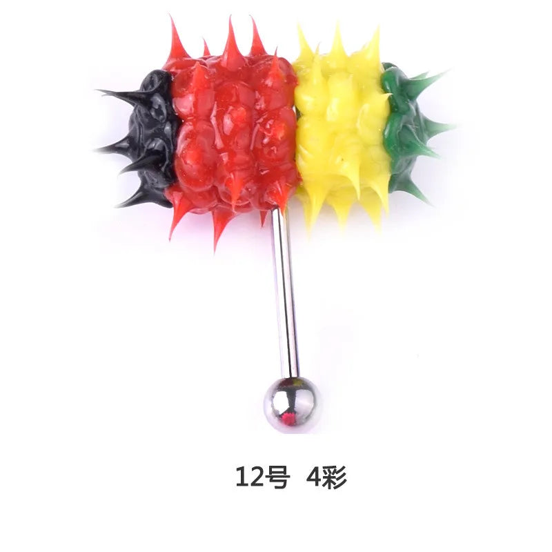 Women Men Tongue Piercing Vibrating Tongue Bar Rubber Stainless Steel Barbell Vibrating Body Piercing Stud Ring Punk Jewelry Hot