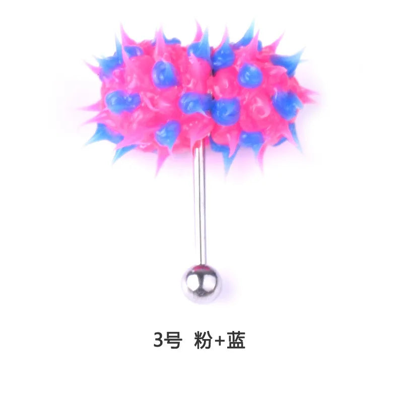 Women Men Tongue Piercing Vibrating Tongue Bar Rubber Stainless Steel Barbell Vibrating Body Piercing Stud Ring Punk Jewelry Hot