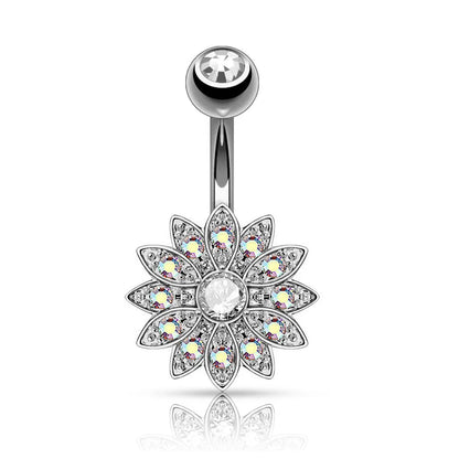14G Surgical Steel Dangle Navel Belly Button Ring Bar Curved Barbell Body Piercing Jewelry for Women Crystal CZ Ball Screw