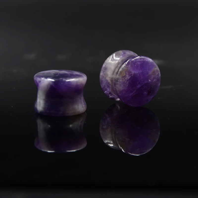 2PCS Heart Ear Plugs Natural Stone Ear Gauge Earring Flesh Tunnel Quartz Obsidian Opal Ears Expander Body Piercing 6-16mm