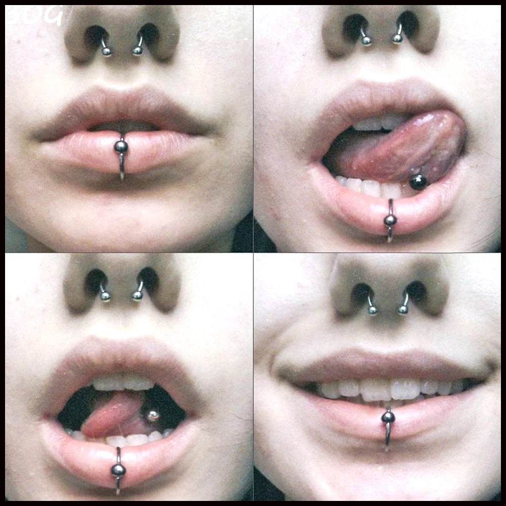 2 Pcs Stainless Steel Nostril Nose Ring Lip Rings Earrings Circular Piercing Ball Horseshoe Hoop Ring Piercing Body Jewelry