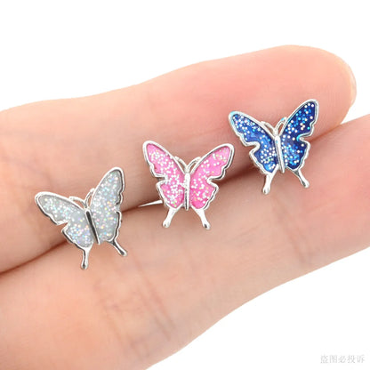 Starbeauty New Rainbow Sequins Butterfly Tongue Piercing Barbell 14G Tongue Rings Surgical Steel Bars Tounge Ring Unisex Jewelry