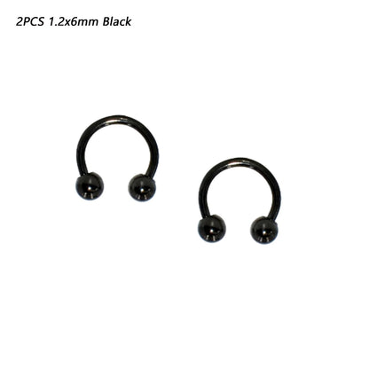 2 Pcs Stainless Steel Nostril Nose Ring Lip Rings Earrings Circular Piercing Ball Horseshoe Hoop Ring Piercing Body Jewelry