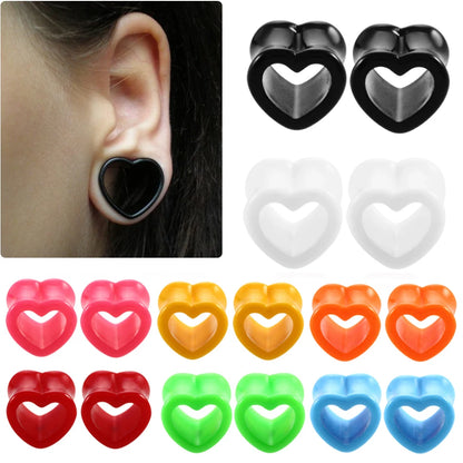 Heart-Shaped Acrylic Ear Tunnels – Comfortable & Stylish Ear Stretchers