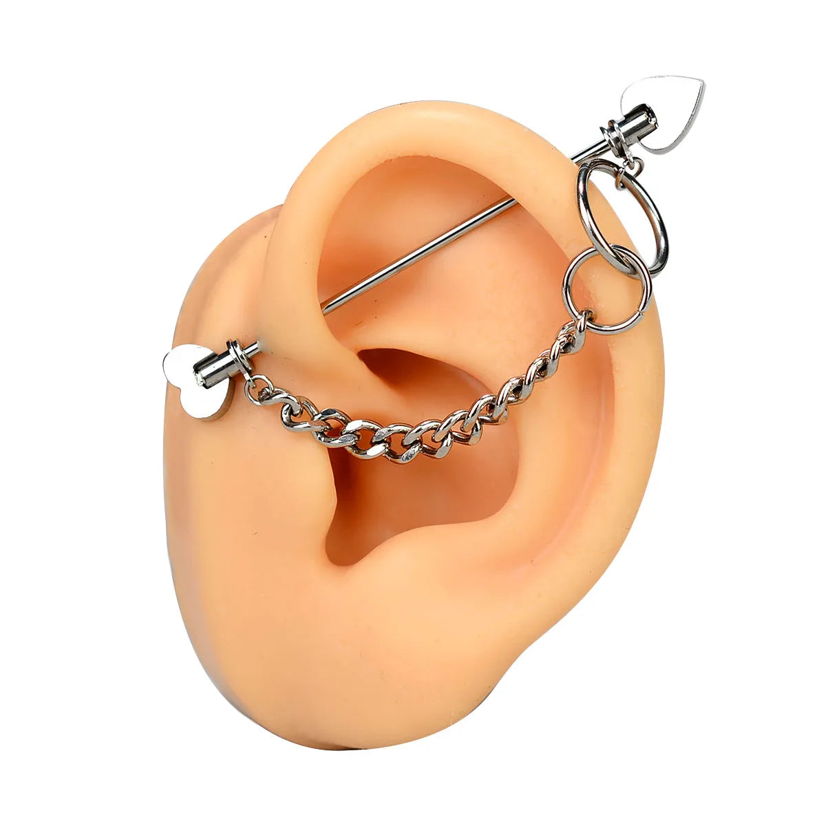 1PC Surgical Steel Industrial Piercing Jewelry With Chain Tassel Bridge Piercing Barbell Earrings Scaffold Bar for Women Men 16G