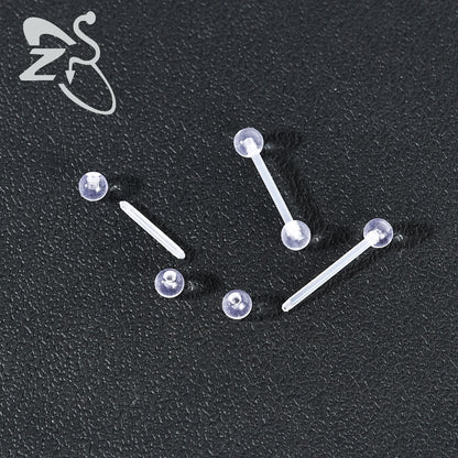 ZS 1PC Acrylic Stud Earring for Women Men Transparent Double Headed Round Earring Ear Helix Conch Cartilage Piercing 14G Jewelry