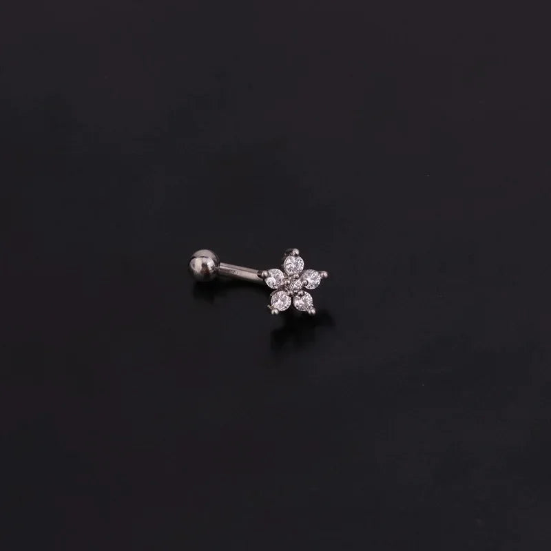 Flower Star Curved  Eyebrow Piercing Bar Colour Ball Barbell Curve Banana Cartilage Ear Piercing