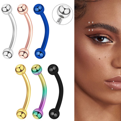 6PCS Stainless Steel Curved Barbell Jewelry - Banana Shape Eyebrow/Lip Ring, Helix/Navel/Cartilage Earring for Men Women