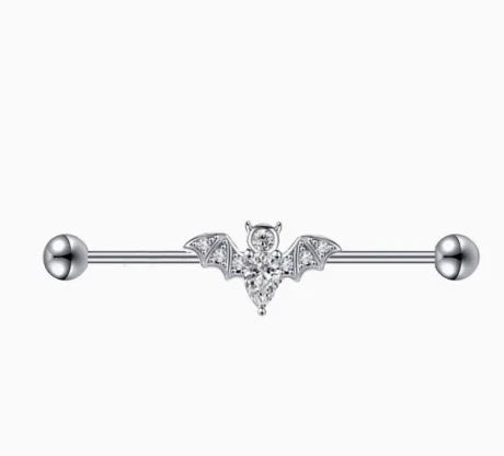Elegant Stainless Steel Crystal Bat Faux Nose Ring - Non-Piercing Clip on Hoop