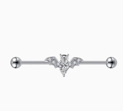 Elegant Stainless Steel Crystal Bat Faux Nose Ring - Non-Piercing Clip on Hoop