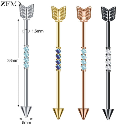 ZEMO 14G Stainless Steel Industrial Barbell Earrings - Versatile and Stylish for All Occasions