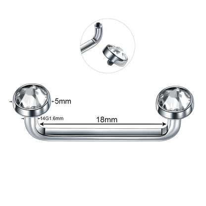1PC Titanium 16G 14G External&Internal Thread Surface Bar Industrial Barbell CZ Micro Dermal Anchors Ring Piercings Sexy Jewelry