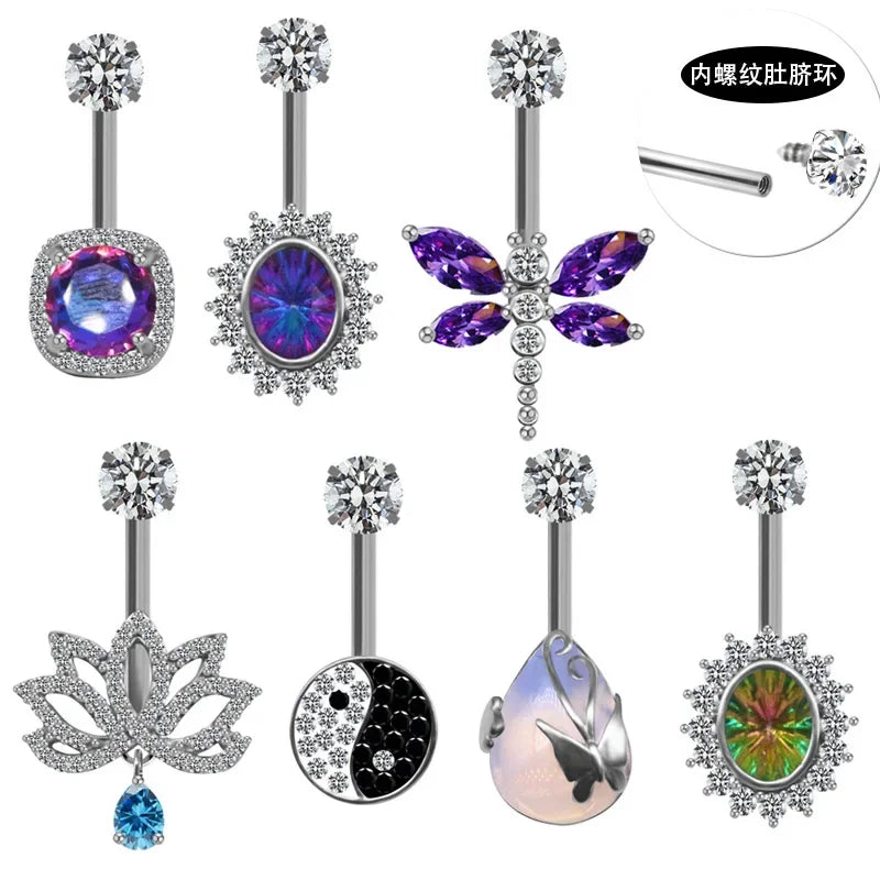 Trendy Stainless Steel Belly Button Ring for Versatile Styles