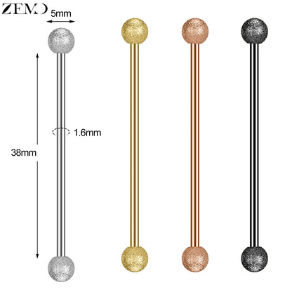 ZEMO 14G Stainless Steel Industrial Barbell Earrings - Versatile and Stylish for All Occasions