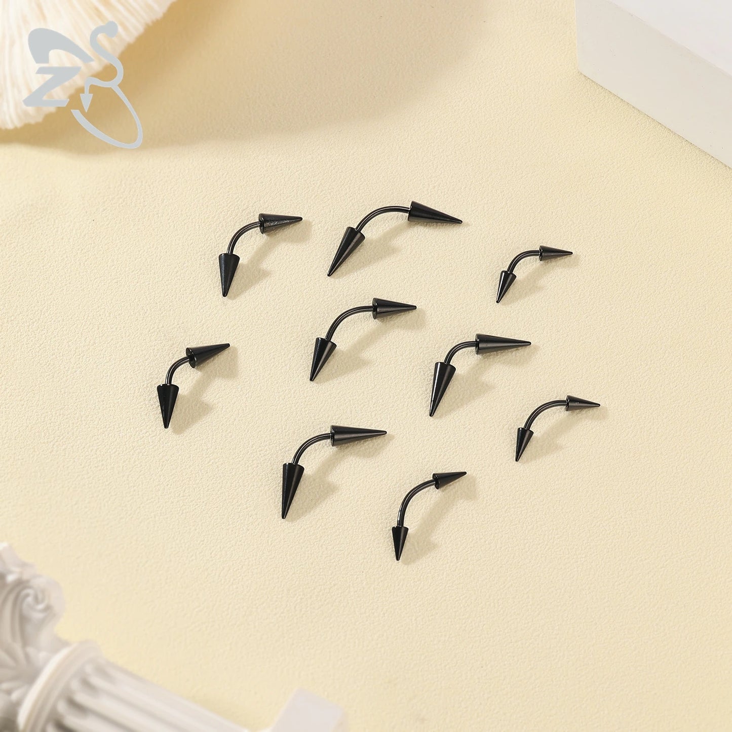 Versatile Black Stainless Steel Long Spike Eyebrow Ring for Any Occasion