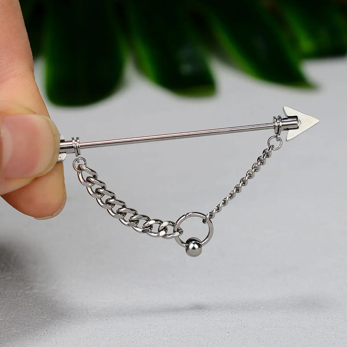 1PC Surgical Steel Industrial Piercing Jewelry With Chain Tassel Bridge Piercing Barbell Earrings Scaffold Bar for Women Men 16G