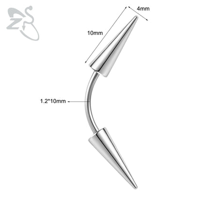 Versatile Black Stainless Steel Long Spike Eyebrow Ring for Any Occasion