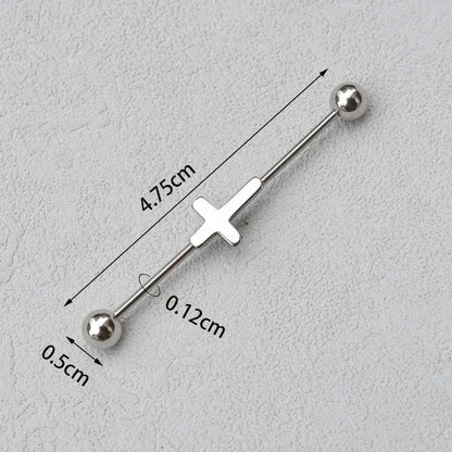 1PC Industrial Piercing Barbells Jewelry Stainless Steel CZ Heart Ball Pearl Cartilage Helix Earring Body Piercing for Women Men