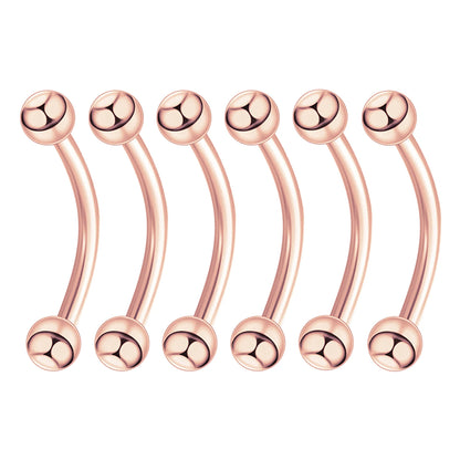 6PCS Stainless Steel Curved Barbell Jewelry - Banana Shape Eyebrow/Lip Ring, Helix/Navel/Cartilage Earring for Men Women