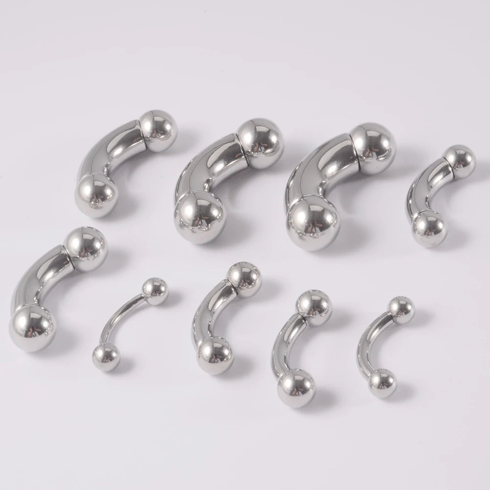 1PCS Surgical Steel Big Size Curved Ring Large Gauge Tongue Curved barbell Curved Banana Gauge Man Body Piercing Jewelry