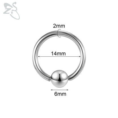 ZS 1 Piece 2/4/6/8G Stainelss Steel Horseshoe Nose Ring Men Internal Threaded Large Gauge Piercings Ear Expander Septum Piercing