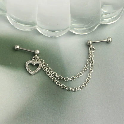 Fashion Double Piercing Chain Stud Earring Industrial Piercing Chain Earrings Tassel Cartilage Helix Jewelry