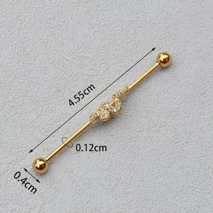 1PC Industrial Piercing Barbells Jewelry Stainless Steel CZ Heart Ball Pearl Cartilage Helix Earring Body Piercing for Women Men