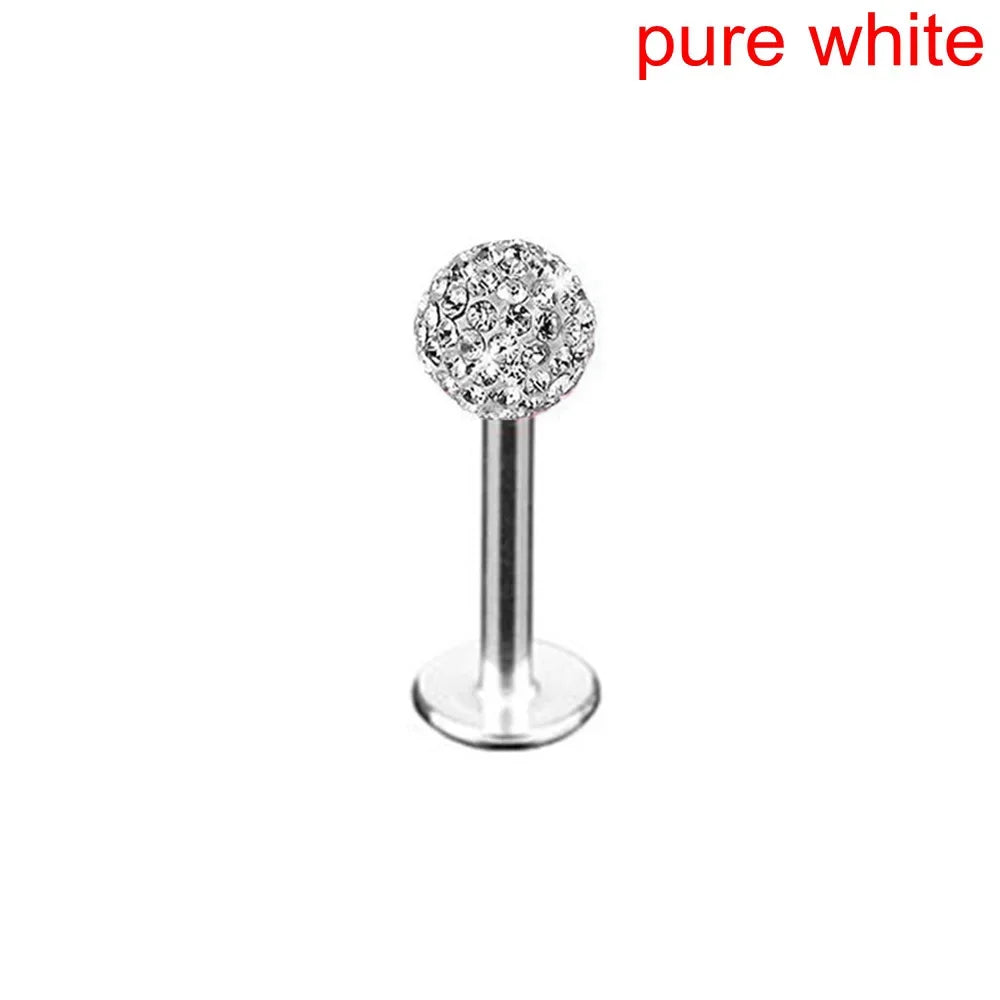 Stylish Labret Stud with Crystal Ball - Versatile Stainless Steel Body Jewelry