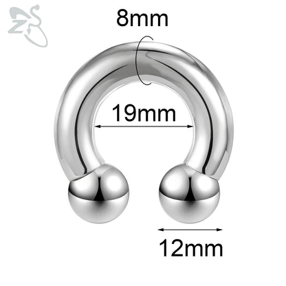 ZS 1 Piece 2/4/6/8G Stainelss Steel Horseshoe Nose Ring Men Internal Threaded Large Gauge Piercings Ear Expander Septum Piercing