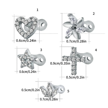 Elegant Stainless Steel Dermal Anchor Set with Cubic Zirconia