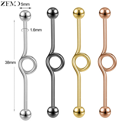 ZEMO 14G Stainless Steel Industrial Barbell Earrings - Versatile and Stylish for All Occasions