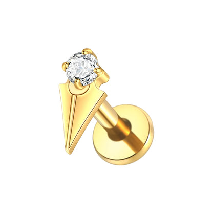 1PC Titanium Ear Cartilage Piercings Flat Back Stud Earring Internal Thread Butterfly Cross CZ Helix Tragus Piercing Jewelry 16G