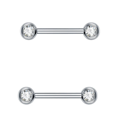 Hypoallergenic Titanium Nipple Barbell with Sparkling CZ Crystal - Versatile & Elegant