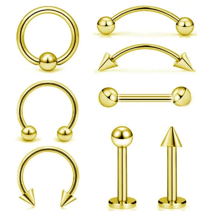 Versatile Stainless Steel Body Jewelry Set - Eyebrow, Nose, Lip, Tongue Rings