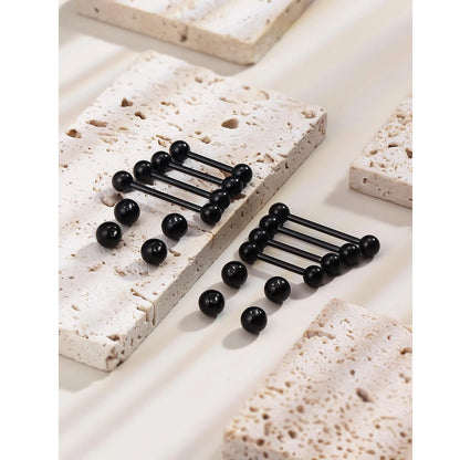 14G 16G Nipple Tongue Rings Stainless Steel Barbells Piercing Jewelry Silvery Black Golden 12mm-18mm Length Ball Size 5MM 6MM