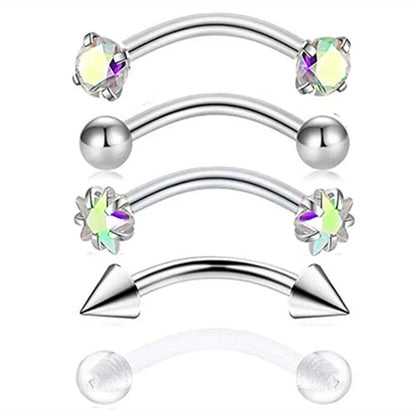 5PCS Crystal Eyebrow Piercing Set Curved Barbell Piercings Rook Earring Bulk Helix Stud Tragus Earrings Cartilage Jewelry Labret