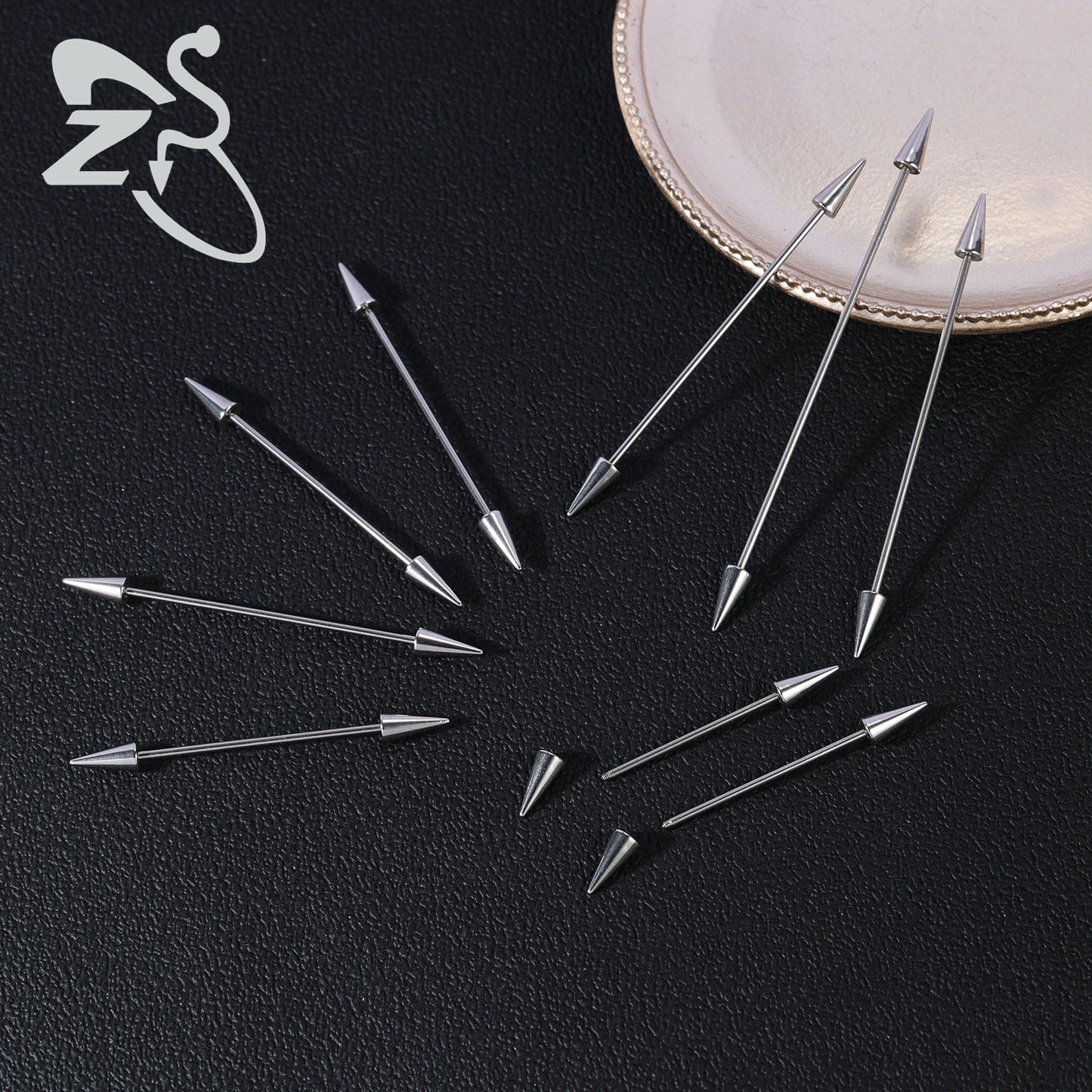 ZS 1PC 16G Stainless Steel Long Industrial Piercing Barbell Cartilage Earring Spike Helix Piercing 24/28/32/35/38/40/45/60mm