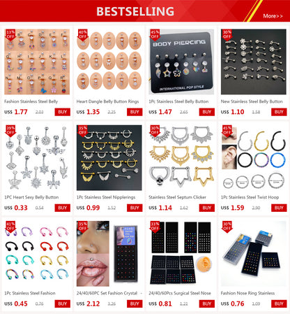 10Pcs/Lot Sexy Mixed Colorful Tongue Rings Surgical Stainless Steel Piercing Tongue Studs  For Women Men Body Piercing Jewelry
