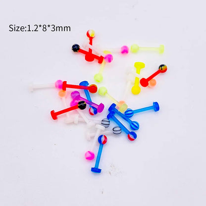 Versatile Acrylic Body Piercing Set - Transparent Barbell Rings for Lips, Ears, Nose, and More