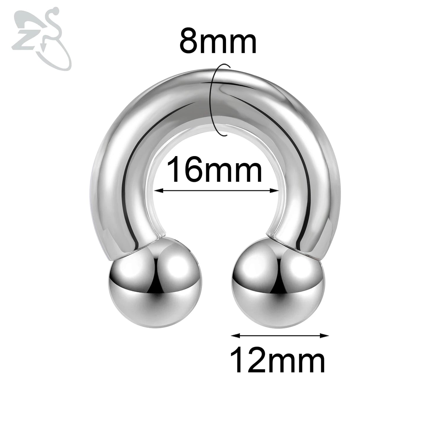 ZS 1 Piece 2/4/6/8G Stainelss Steel Horseshoe Nose Ring Men Internal Threaded Large Gauge Piercings Ear Expander Septum Piercing
