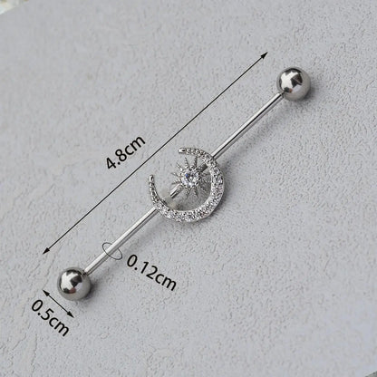 1PC Industrial Piercing Barbells Jewelry Stainless Steel CZ Heart Ball Pearl Cartilage Helix Earring Body Piercing for Women Men